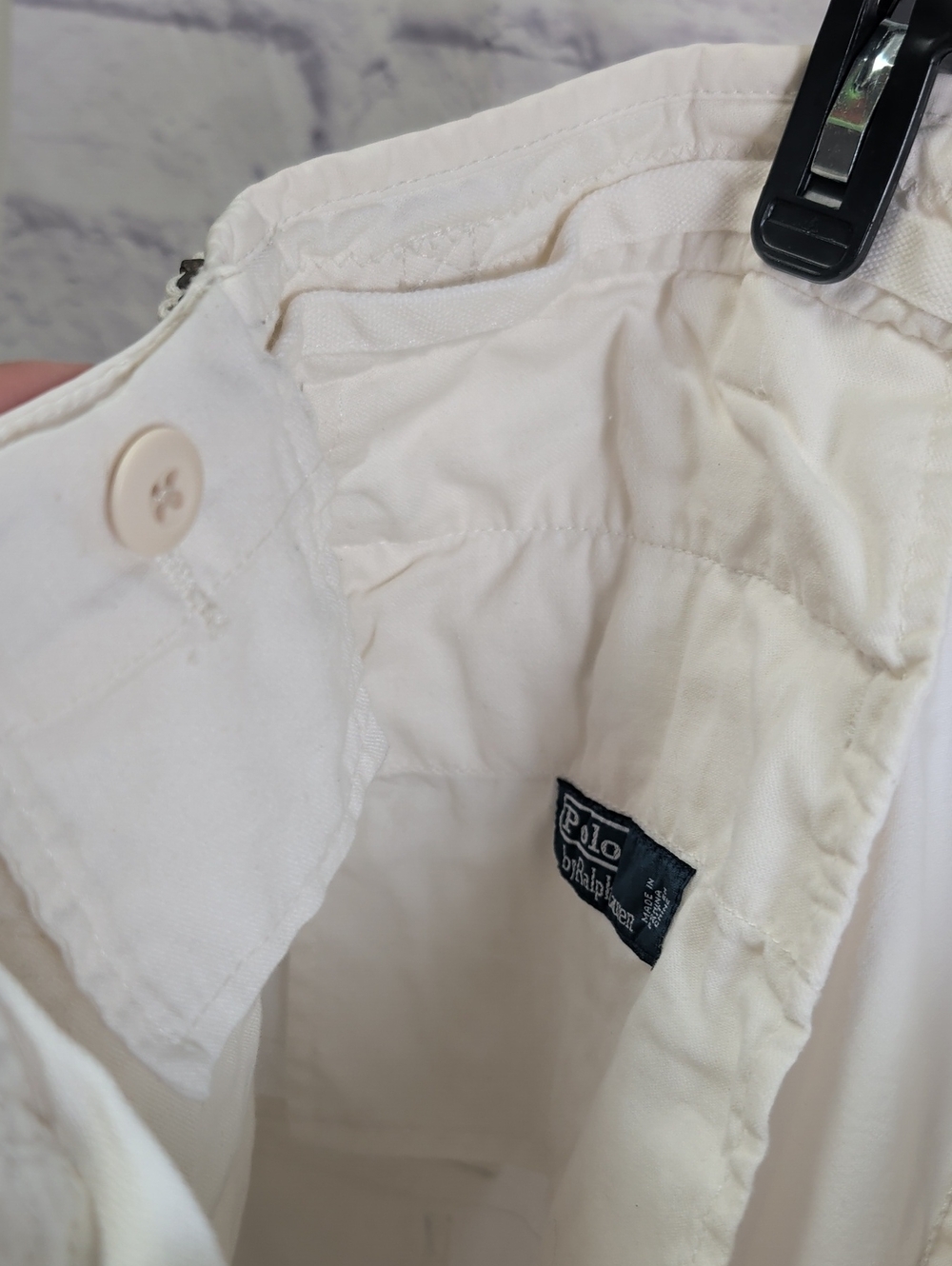 Polo Ralph Lauren 90's White Cargo Style Shorts w/ Graphic Print - Size 36 - Picture 8 of 10